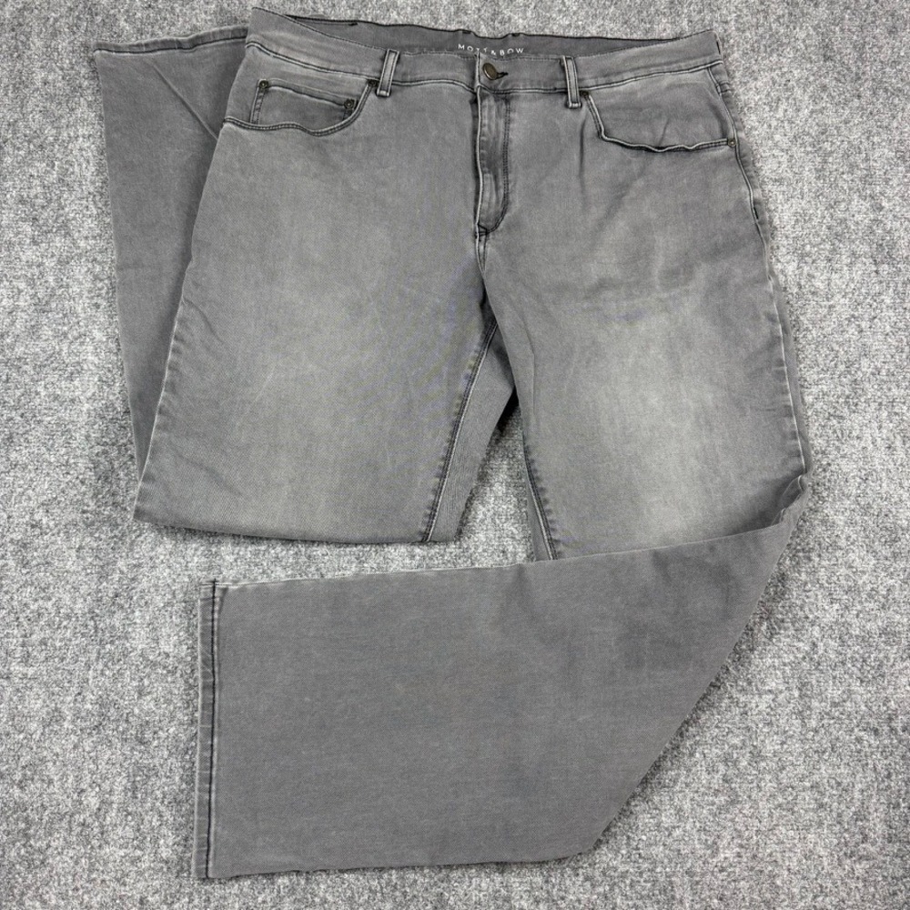 Mott & Bow Straight Jeans Mens 38x32 Grey Stretch Denim 5-Pocket Classic
